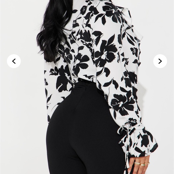 Fashion Nova floral bodysuit black and white - Picture 4 of 5